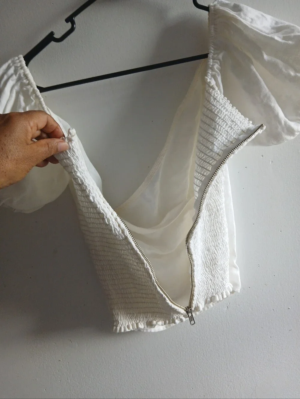 Reformation Cream Puff-Sleeve Wrap Blouse